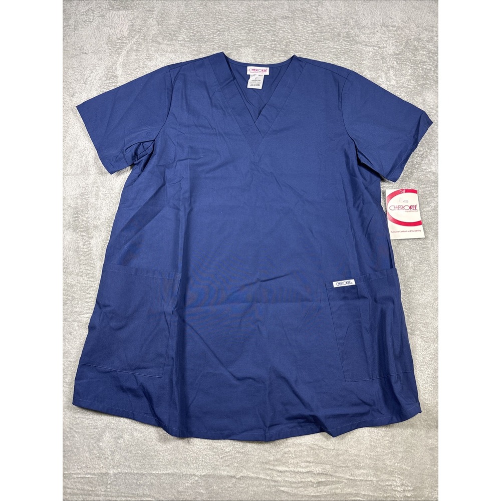 NWT Cherokee Workwear Scrub Top Navy Blue Style 1782 Size Small